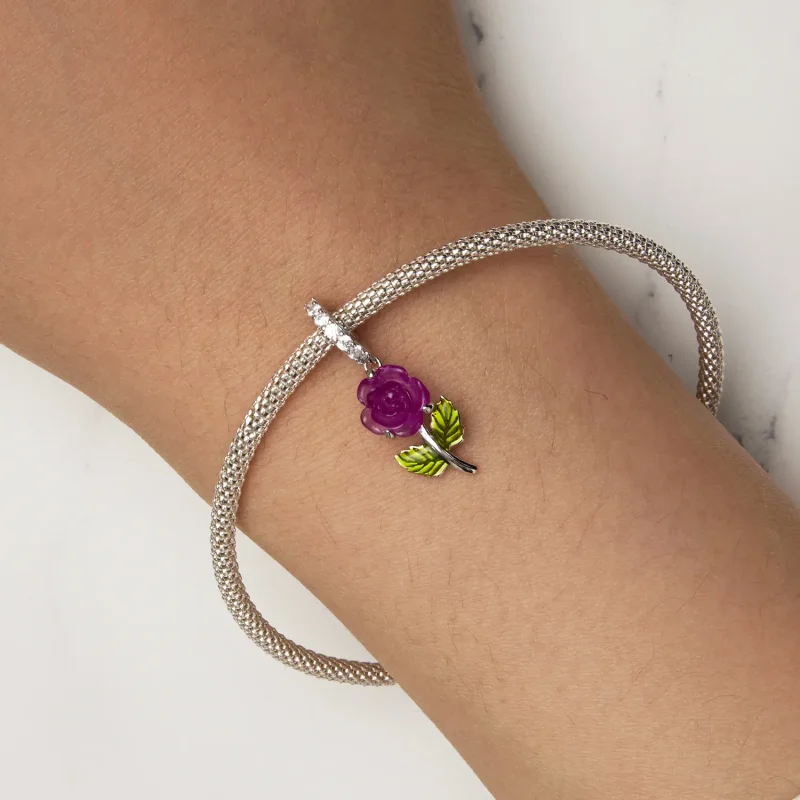 (imagine pentru) Pandantiv stil Pandora cu cristal, roz - BSC824-VT - Vizualizare 6