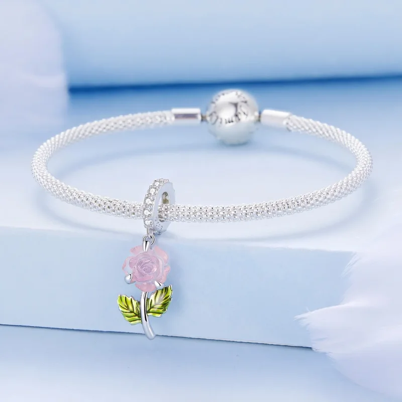 (imagine pentru) Pandantiv stil Pandora cu cristal roz - BSC824 - Vizualizare 3