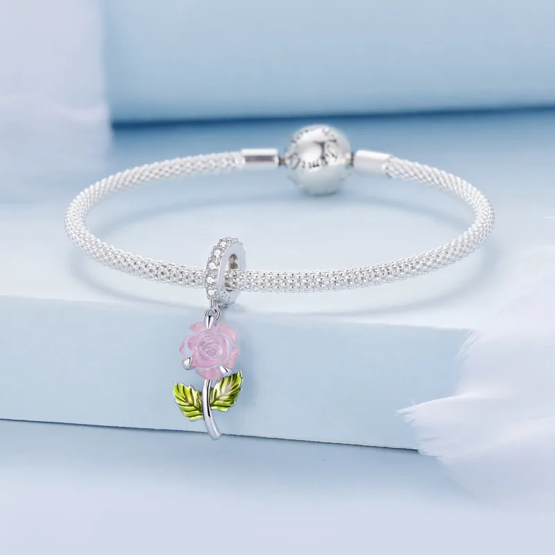 (imagine pentru) Pandantiv stil Pandora cu cristal roz - BSC824 - Vizualizare 7