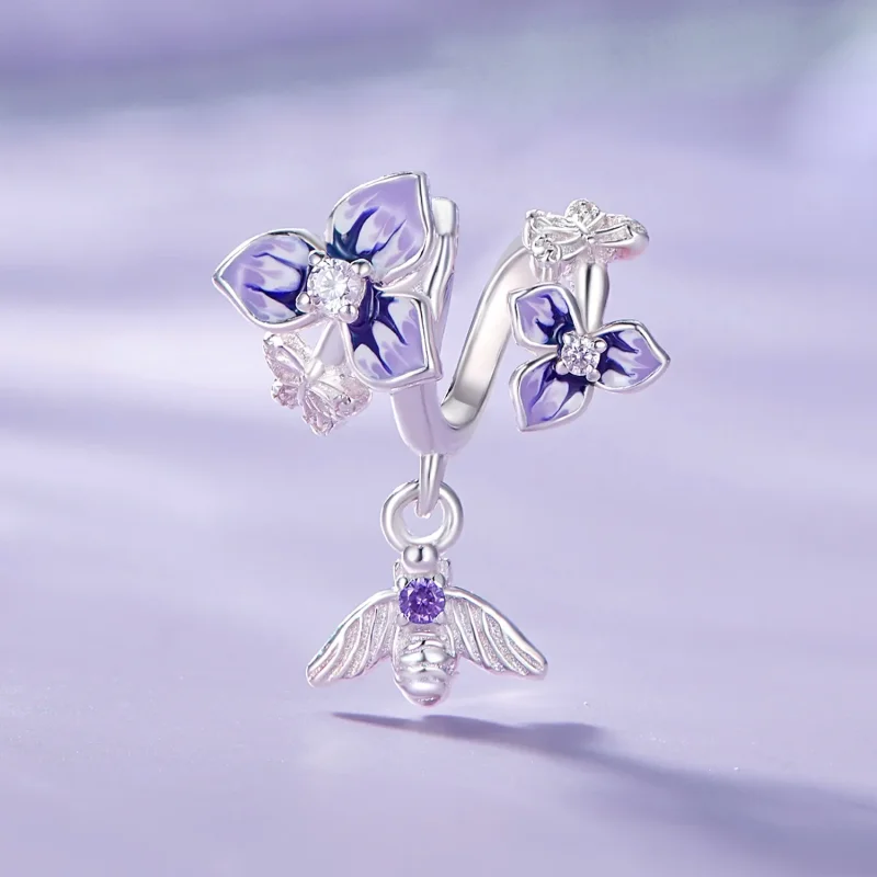 (imagine pentru) Pandantiv stil Pandora cu floare de panselută - SCC2584 - Vizualizare 2