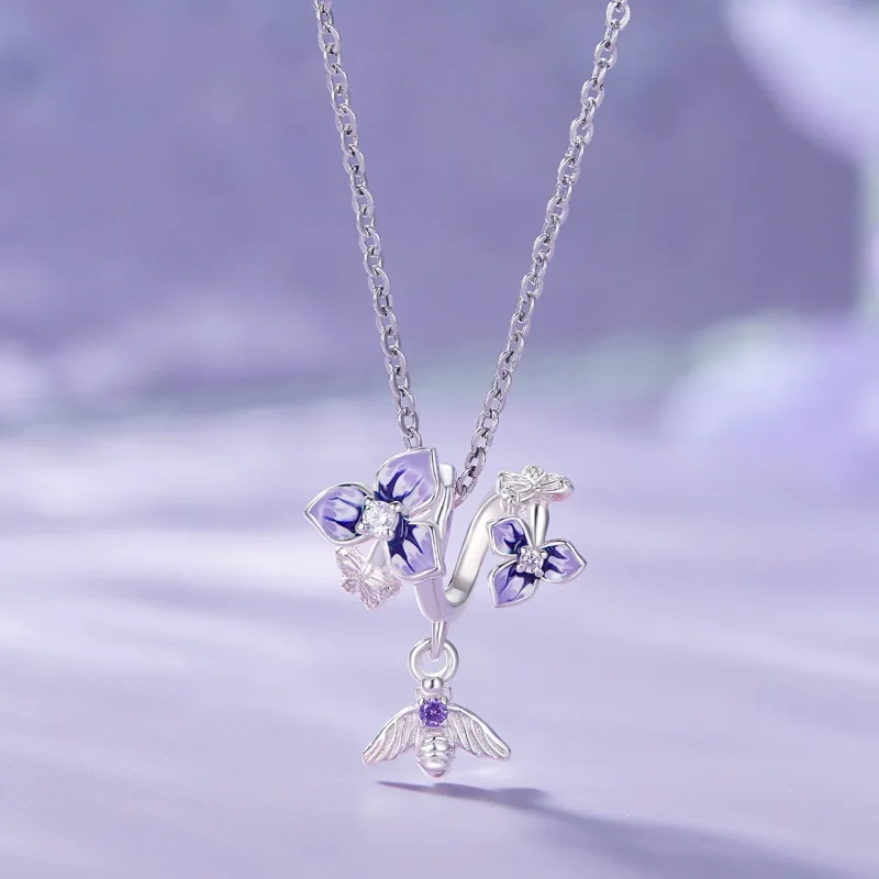 (imagine pentru) Pandantiv stil Pandora cu floare de panselută - SCC2584 - Vizualizare 3