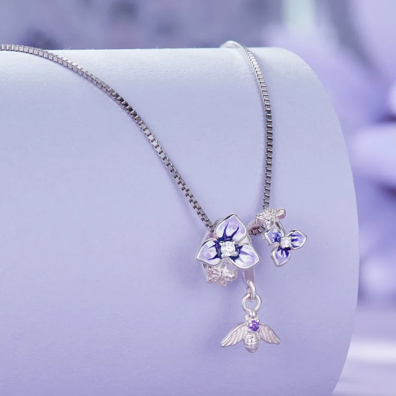 (imagine pentru) Pandantiv stil Pandora cu floare de panselută - SCC2584 - Vizualizare 4