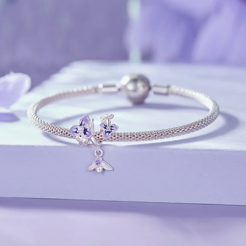 (imagine pentru) Pandantiv stil Pandora cu floare de panselută - SCC2584 - Vizualizare 5