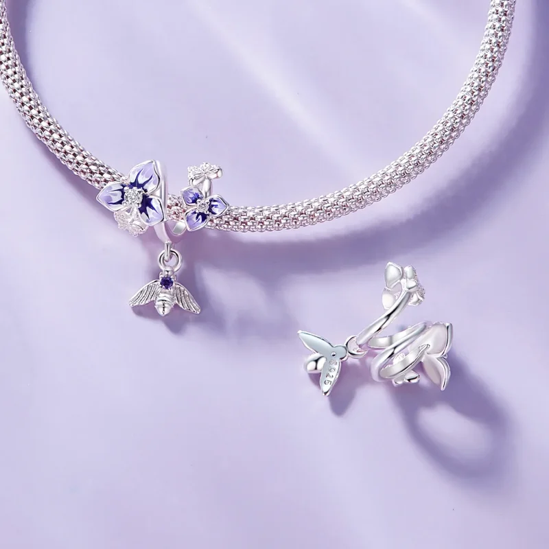 (imagine pentru) Pandantiv stil Pandora cu floare de panselută - SCC2584 - Vizualizare 6
