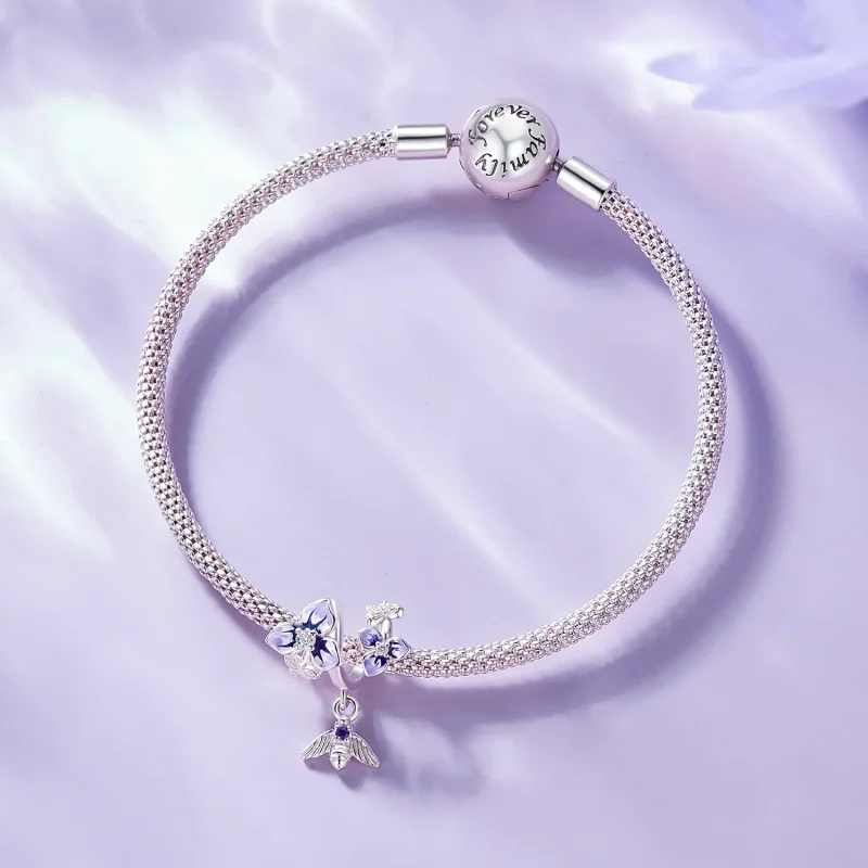 (imagine pentru) Pandantiv stil Pandora cu floare de panselută - SCC2584 - Vizualizare 7
