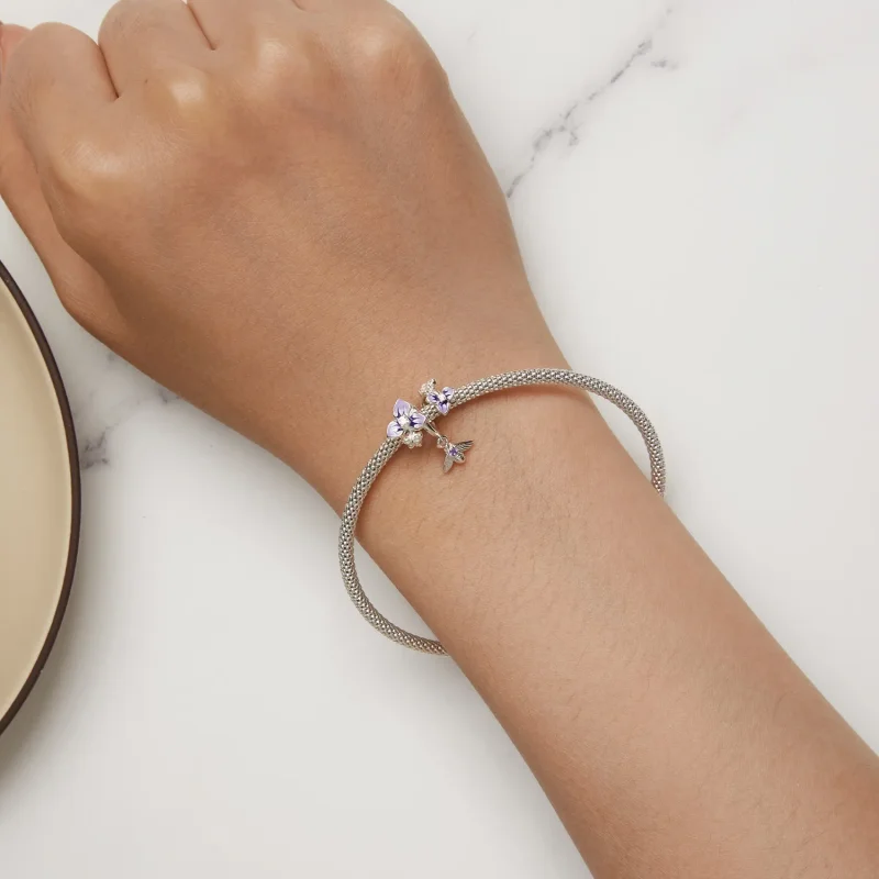 (imagine pentru) Pandantiv stil Pandora cu floare de panselută - SCC2584 - Vizualizare 8