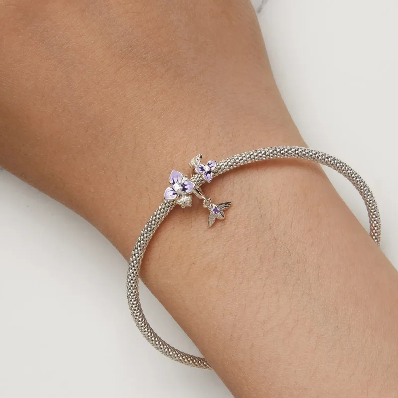 (imagine pentru) Pandantiv stil Pandora cu floare de panselută - SCC2584 - Vizualizare 9