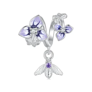 Pandantiv stil Pandora cu floare de panselută - SCC2584 (imagine pentru) Pandantiv stil Pandora cu floare de panselută - SCC2584