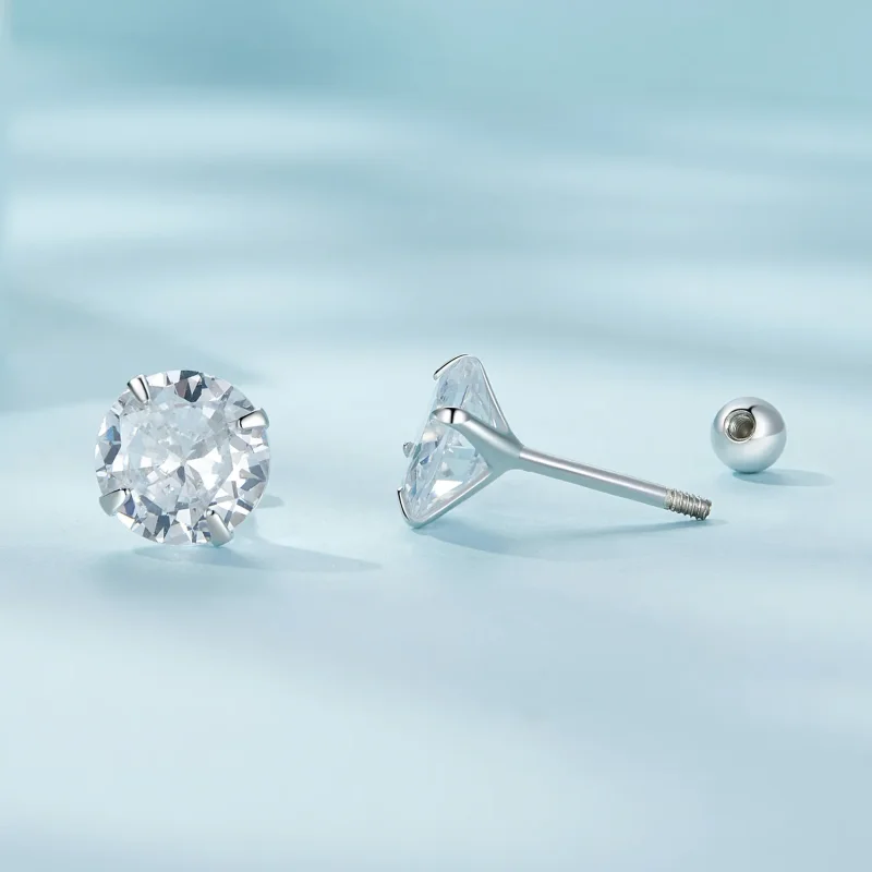 (imagine pentru) Pandantive de tip Pandora cu Zirconiu alb - Cercei cu tije - SCE1646-L - Vizualizare 4