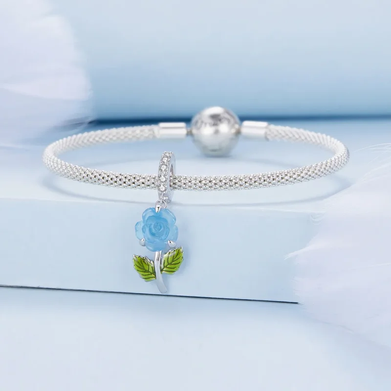 (imagine pentru) Pandora Stil Cristal Trandafir Danglă - BSC824-BU - Vizualizare 3