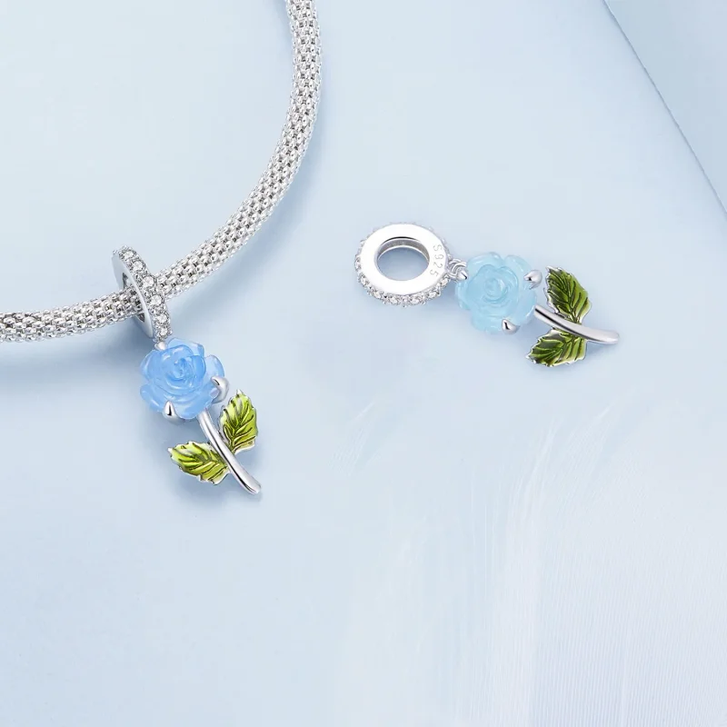 (imagine pentru) Pandora Stil Cristal Trandafir Danglă - BSC824-BU - Vizualizare 4