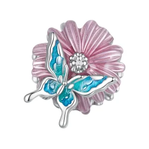 (imagine pentru) Pandora Stil Fluture Chrizantemă Pandantiv - BSC788