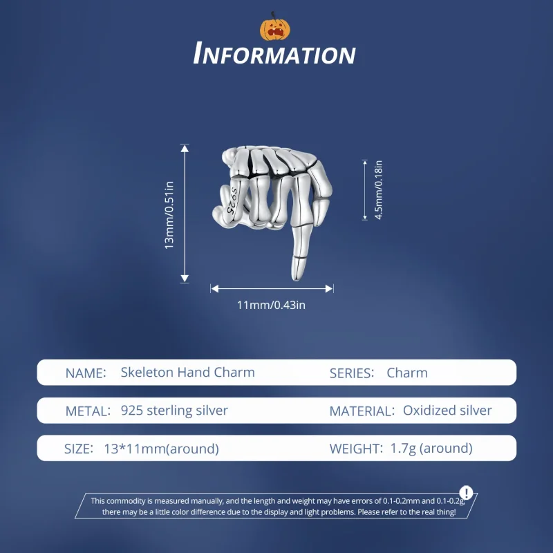 (imagine pentru) Pandora Stil Mâna Schelet Charm - BSC909 - Vizualizare 6