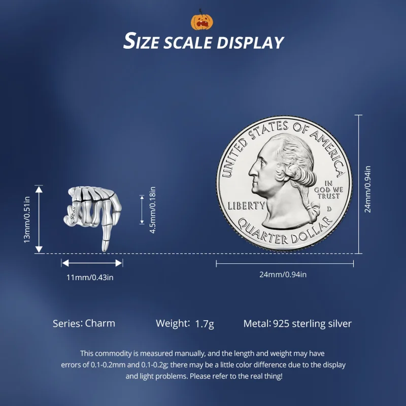 (imagine pentru) Pandora Stil Mâna Schelet Charm - BSC909 - Vizualizare 7