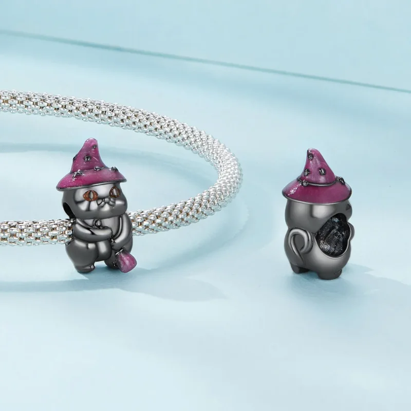 (imagine pentru) Pandora Stil Vrăjitoare Pisică Charm de Halloween - SCC2625 - Vizualizare 4