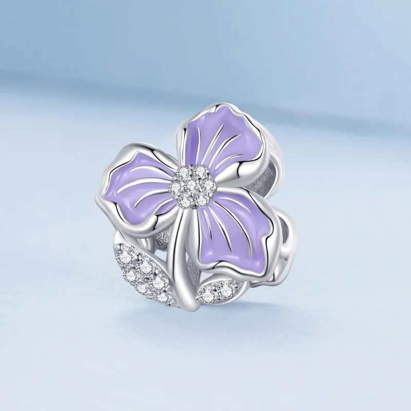 (imagine pentru) Pandora Style Floare Mov Amuletă - BSC890 - Vizualizare 2