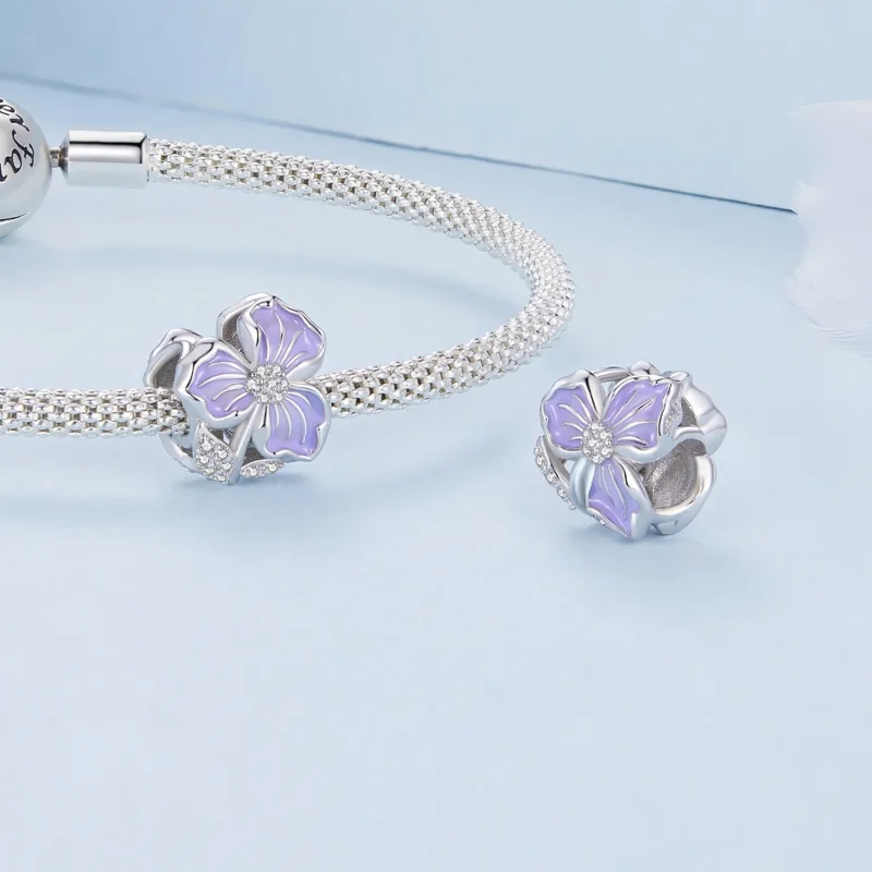 (imagine pentru) Pandora Style Floare Mov Amuletă - BSC890 - Vizualizare 4