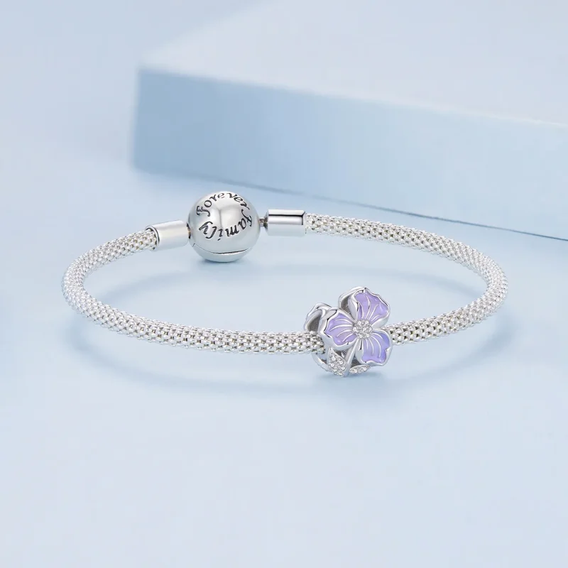 (imagine pentru) Pandora Style Floare Mov Amuletă - BSC890 - Vizualizare 5