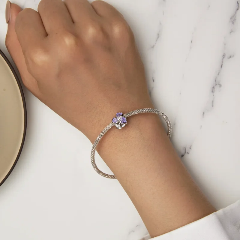 (imagine pentru) Pandora Style Floare Mov Amuletă - BSC890 - Vizualizare 6
