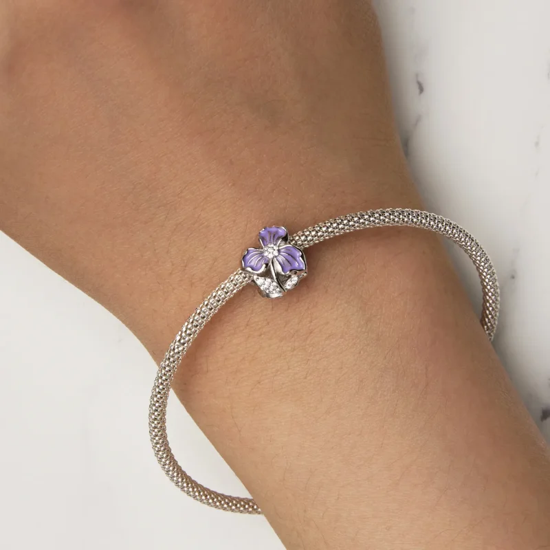 (imagine pentru) Pandora Style Floare Mov Amuletă - BSC890 - Vizualizare 7