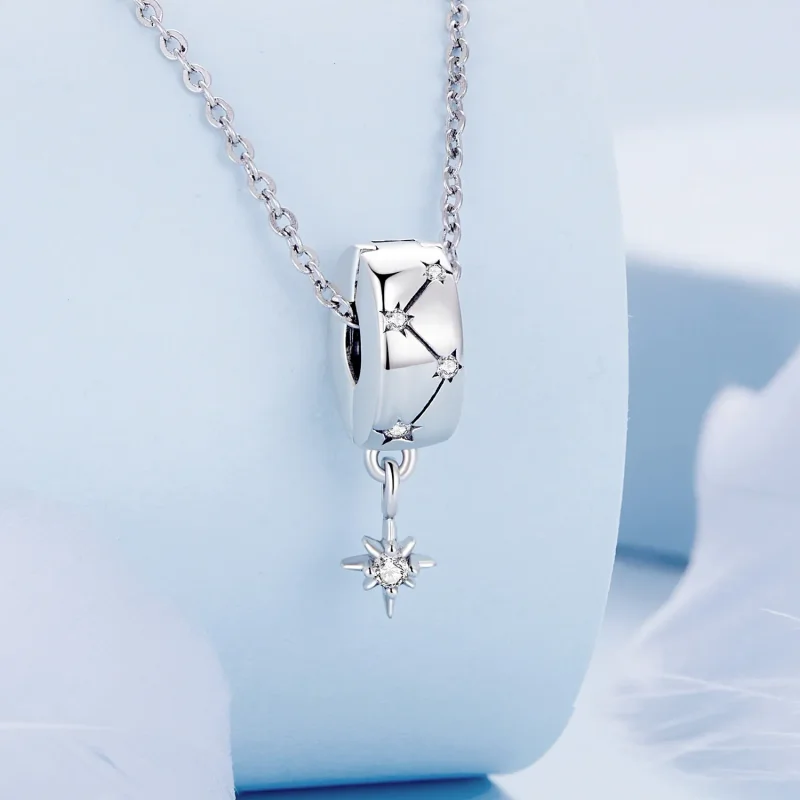 (imagine pentru) Pandora Style Starburst Circle Clip - BSC808 - Vizualizare 2