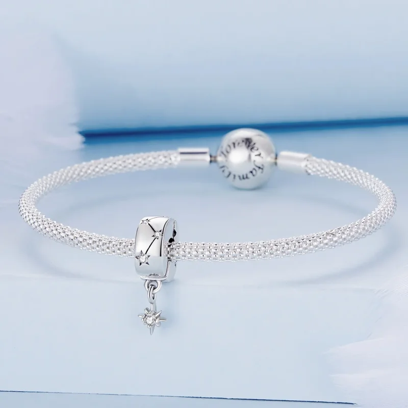 (imagine pentru) Pandora Style Starburst Circle Clip - BSC808 - Vizualizare 4