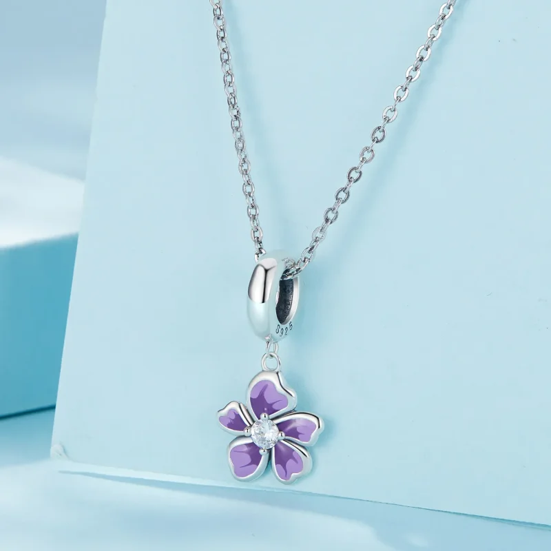 (imagine pentru) Pandora Style Violet Floare Pandantiv - SCC2556 - Vizualizare 2