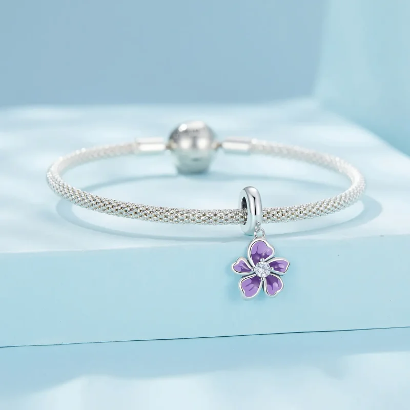 (imagine pentru) Pandora Style Violet Floare Pandantiv - SCC2556 - Vizualizare 3