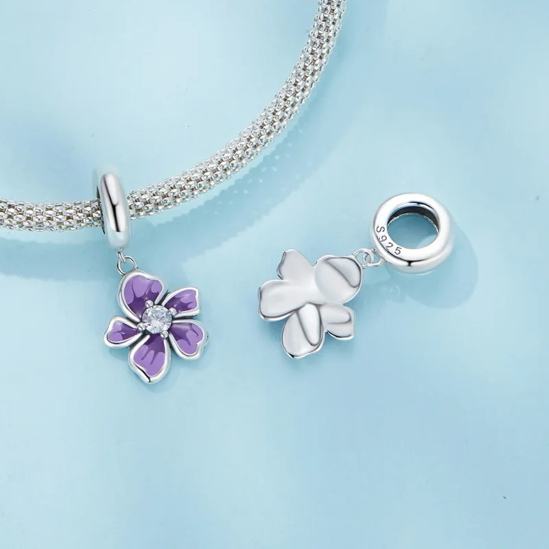 (imagine pentru) Pandora Style Violet Floare Pandantiv - SCC2556 - Vizualizare 4