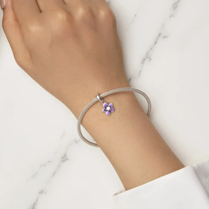 (imagine pentru) Pandora Style Violet Floare Pandantiv - SCC2556 - Vizualizare 5
