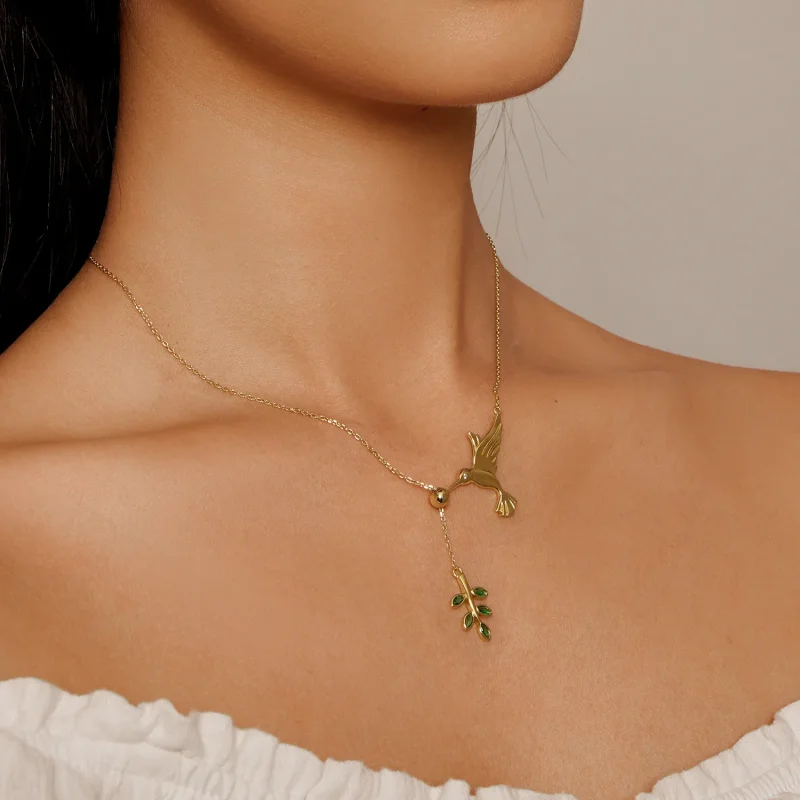 (imagine pentru) Salutări de la pasărea colibri în stil Pandora - Colier din argint 925 - SCN217- - Vizualizare 5