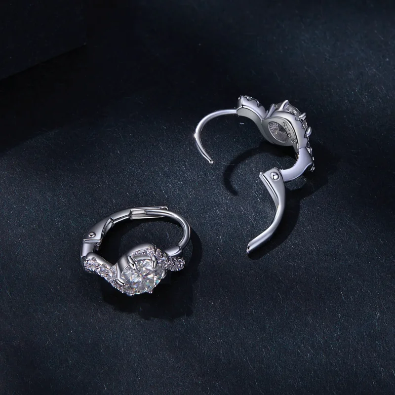 (imagine pentru) Stil Pandora Cercei cu cârlig Moissanite 50 Puncte (Două Certificate) - MSE036 - Vizualizare 4
