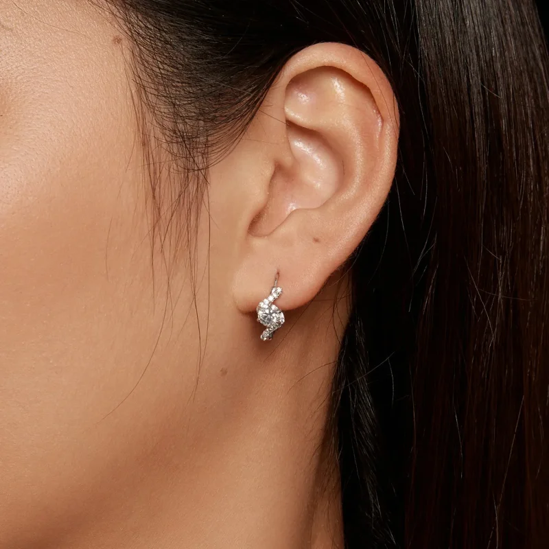 (imagine pentru) Stil Pandora Cercei cu cârlig Moissanite 50 Puncte (Două Certificate) - MSE036 - Vizualizare 7