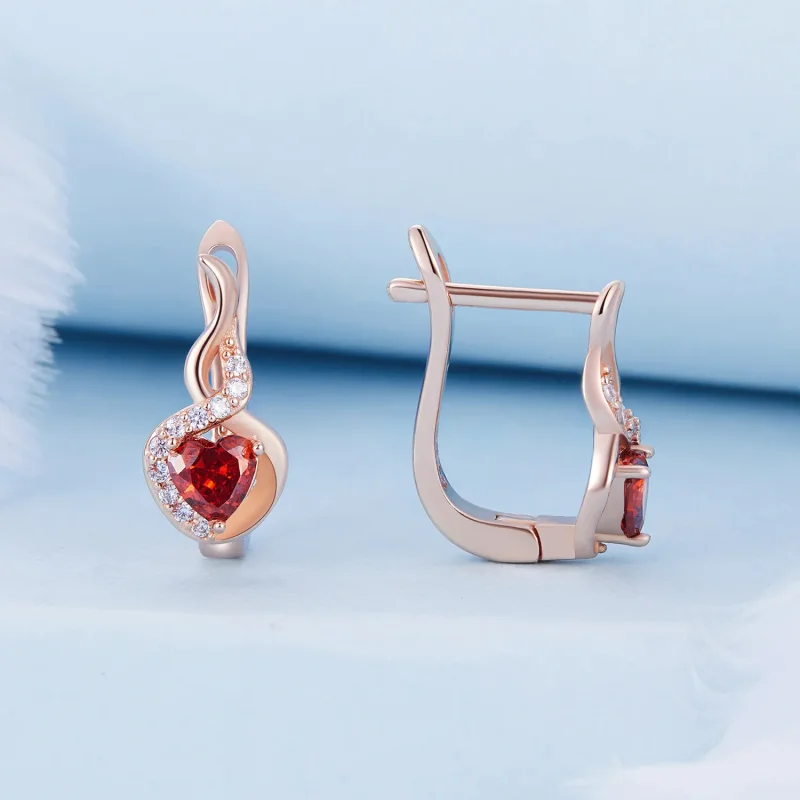 (imagine pentru) Stil Pandora, cercei hoop Love Bond aur roz - BSE815 - Vizualizare 2