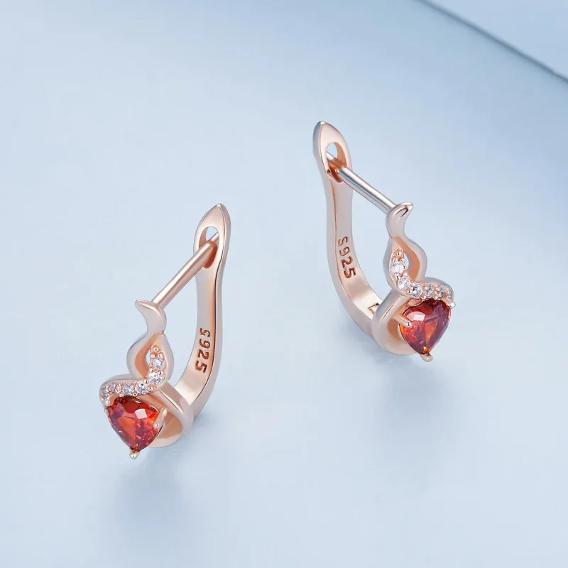 (imagine pentru) Stil Pandora, cercei hoop Love Bond aur roz - BSE815 - Vizualizare 3