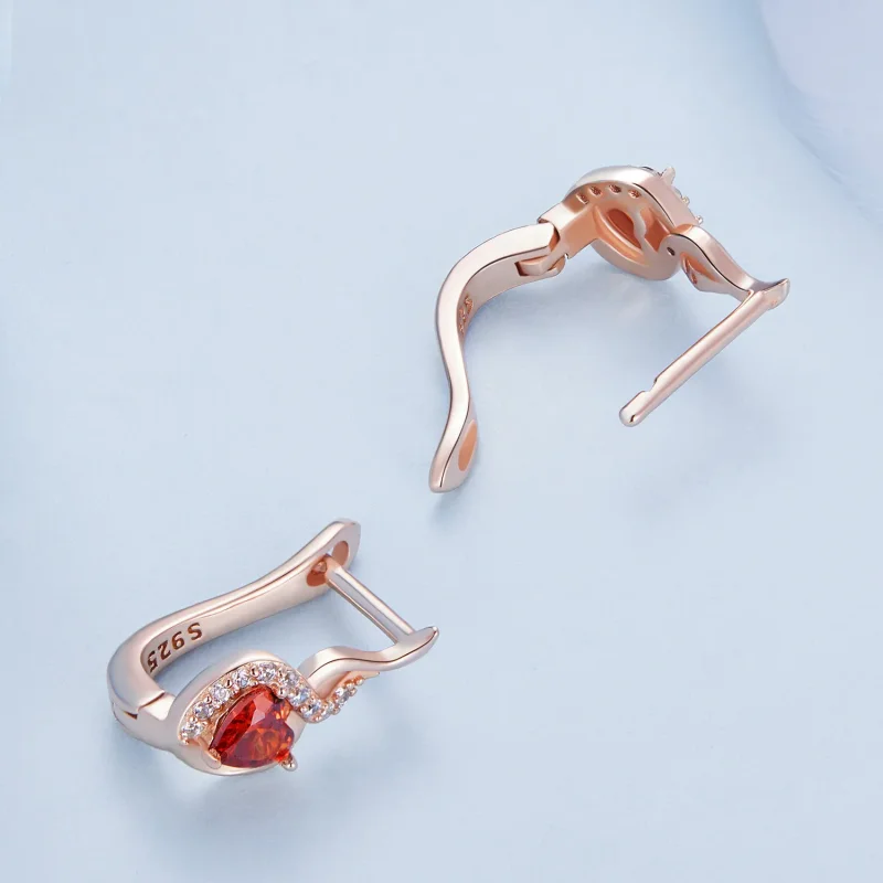 (imagine pentru) Stil Pandora, cercei hoop Love Bond aur roz - BSE815 - Vizualizare 4