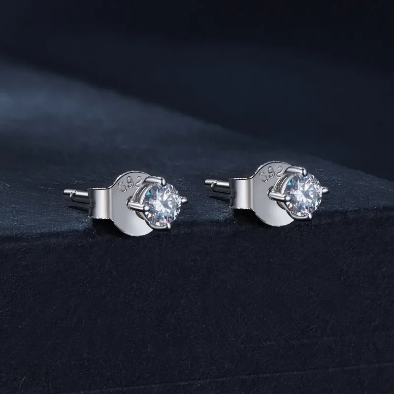 (imagine pentru) Stilul Pandora 0.1Ct Moissanite Cercei cu tije (Două certificate) - MSE038 - Vizualizare 2