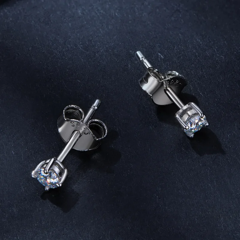 (imagine pentru) Stilul Pandora 0.1Ct Moissanite Cercei cu tije (Două certificate) - MSE038 - Vizualizare 3