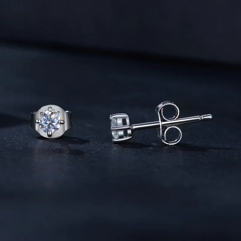 (imagine pentru) Stilul Pandora 0.1Ct Moissanite Cercei cu tije (Două certificate) - MSE038 - Vizualizare 4