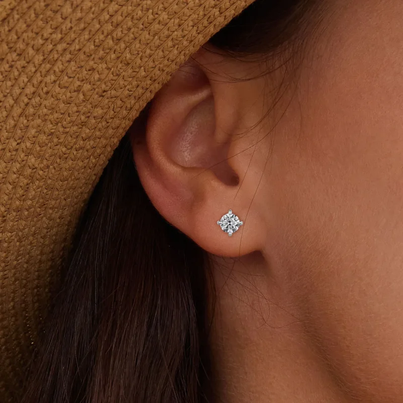 (imagine pentru) Stilul Pandora 0.1Ct Moissanite Cercei cu tije (Două certificate) - MSE038 - Vizualizare 5