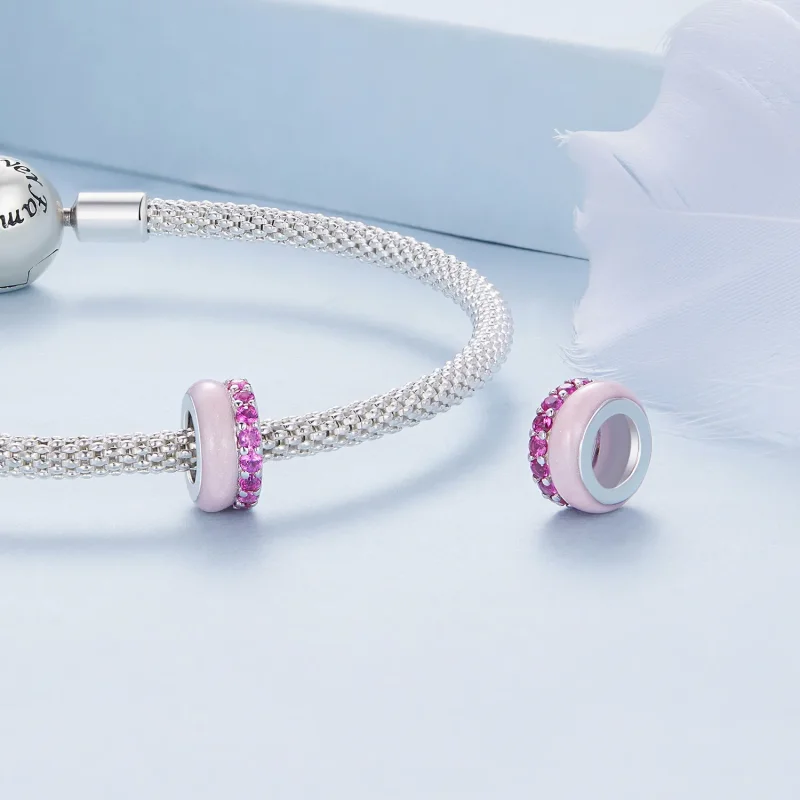 (imagine pentru) Stilul Pandora, roz, două straturi de spațiator din silicon - BSC883-PK - Vizualizare 4