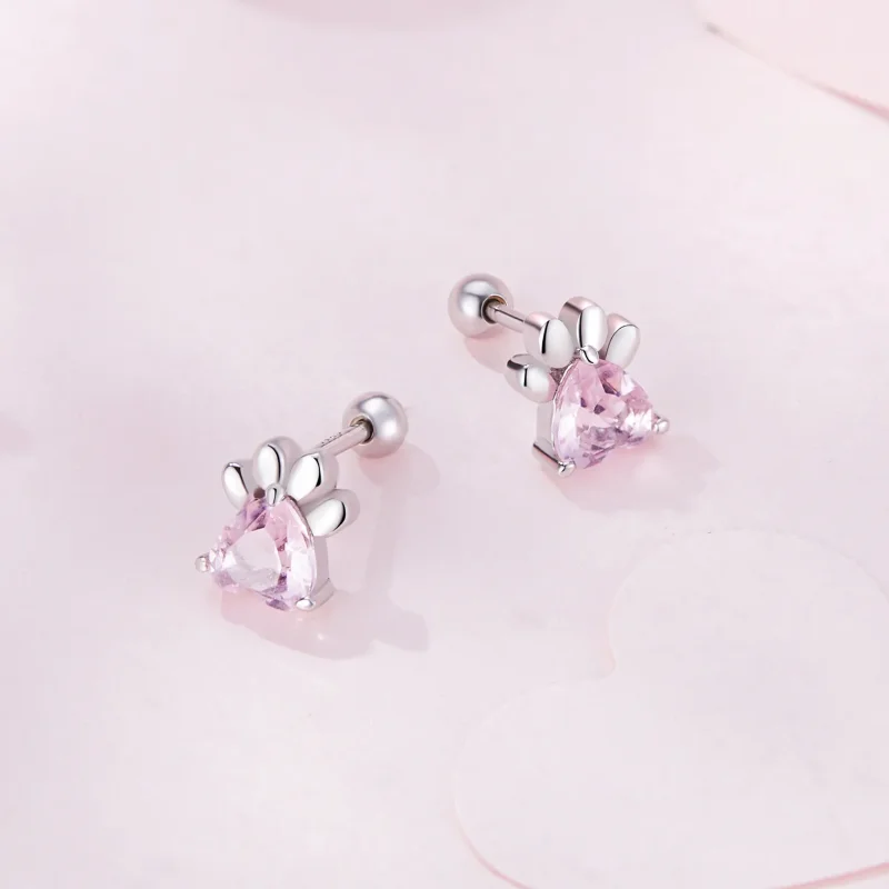 (imagine pentru) Studs Pandora în stilul lănțișorului roz cu urme de cățel - SCE1574 - Vizualizare 3