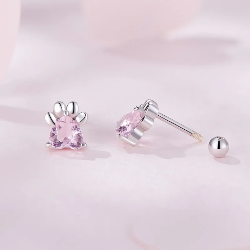 (imagine pentru) Studs Pandora în stilul lănțișorului roz cu urme de cățel - SCE1574 - Vizualizare 7
