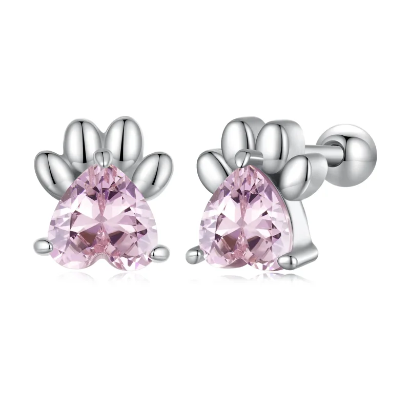 (imagine pentru) Studs Pandora în stilul lănțișorului roz cu urme de cățel - SCE1574 - Vizualizare 8
