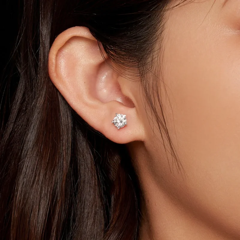 (imagine pentru) Studs-uri Pandora Style cu Moissanite de 1 Ct - MSE024-L - Vizualizare 4