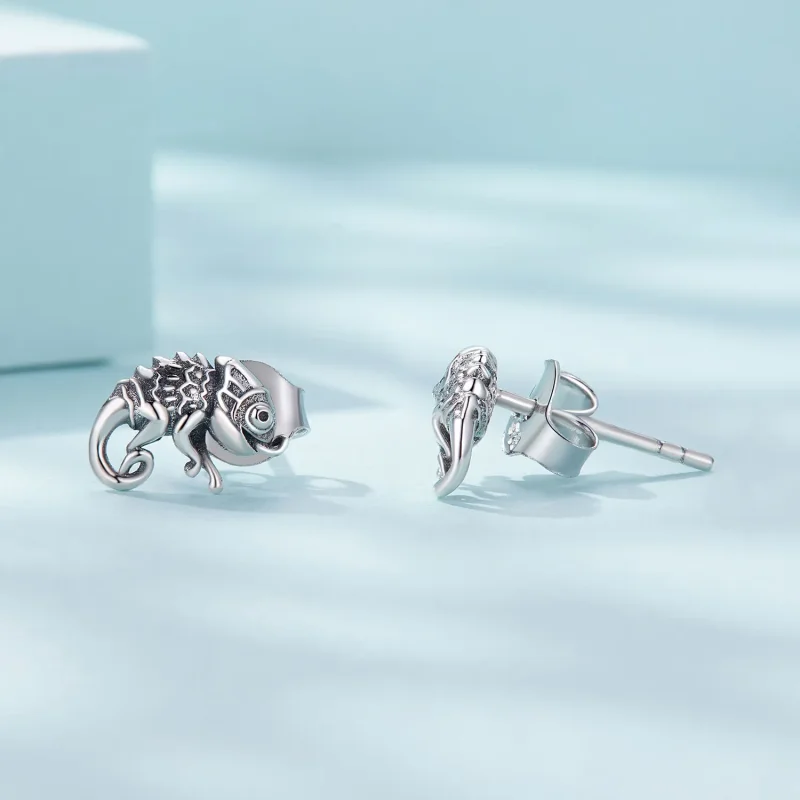 (imagine pentru) Studs-uri pentru urechi în stil Pandora cu șopârlă cameleonică - SCE1661 - Vizualizare 4