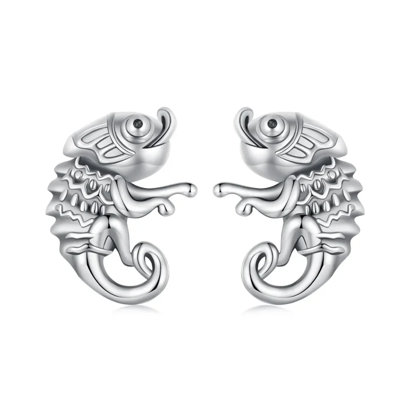 (imagine pentru) Studs-uri pentru urechi în stil Pandora cu șopârlă cameleonică - SCE1661