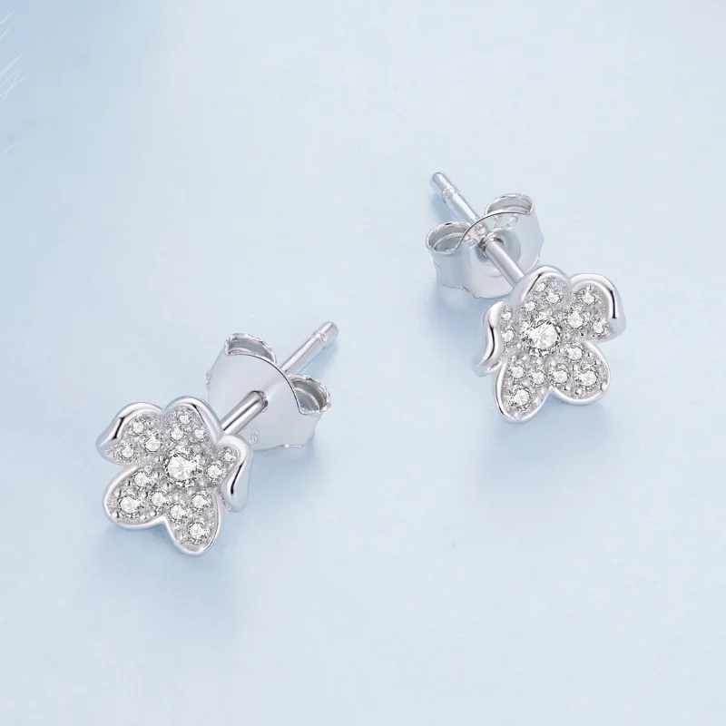 (imagine pentru) Studsuri cu diamante în stil Pandora, cu flori încrustate - BSE855 - Vizualizare 3
