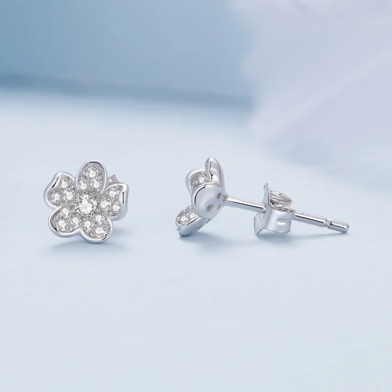 (imagine pentru) Studsuri cu diamante în stil Pandora, cu flori încrustate - BSE855 - Vizualizare 4