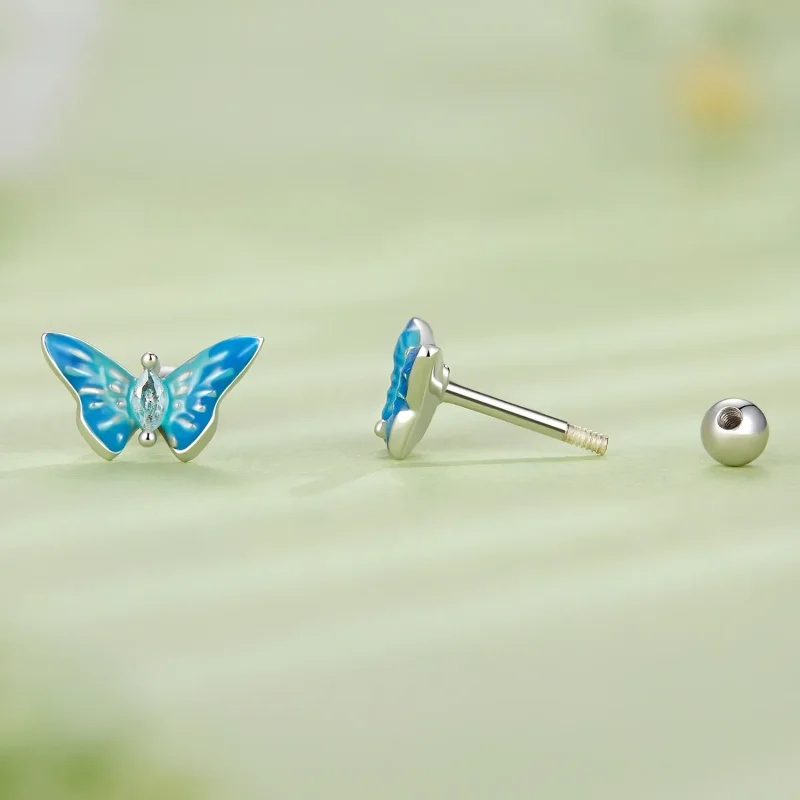 (imagine pentru) Studsuri exquisite în stil Pandora cu fluturi - SCE1571 - Vizualizare 3